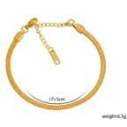 Ceyrah gold Flat Snake Chain Bracelet, 17+5cm length, 6.5g weight