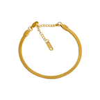 Ceyrah gold Flat Snake Chain Bracelet with adjustable clasp on white background