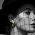 Geometric Rectangle Stud Earrings on  model right ear