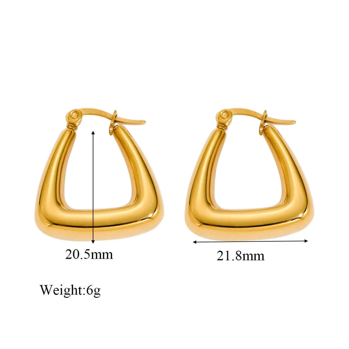Ceyrah Geometric Triangle Hoop Earrings, 20.5mm x 21.8mm, 6g, shown on white background