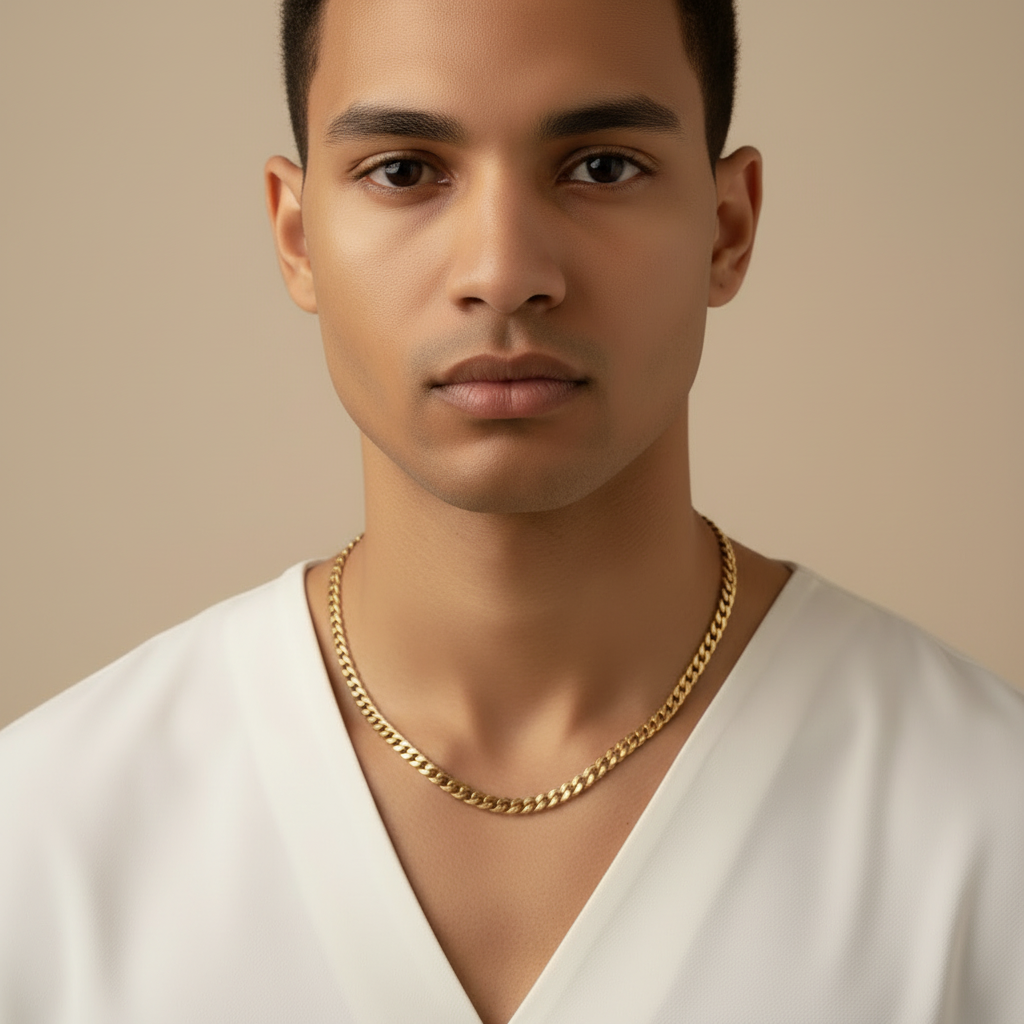 Gold 8mm Curb Chain Necklace