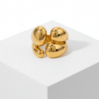 Gold Abstract Statement Ring on square pedestal 