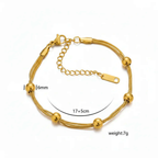 Ceyrah Gold Beaded Multi Chain Bracelet with 6mm beads, 17+5cm adjustable chain, and lobster clasp, weight 7g