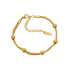 Ceyrah Gold Beaded Multi Chain Bracelet with adjustable chain on white background
