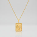 Gold Celestial Rectangle Necklace plain background