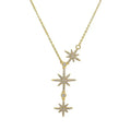 Gold Celestial Star Drop Necklace on a white background