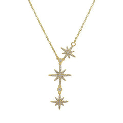 Gold Celestial Star Drop Necklace on a white background