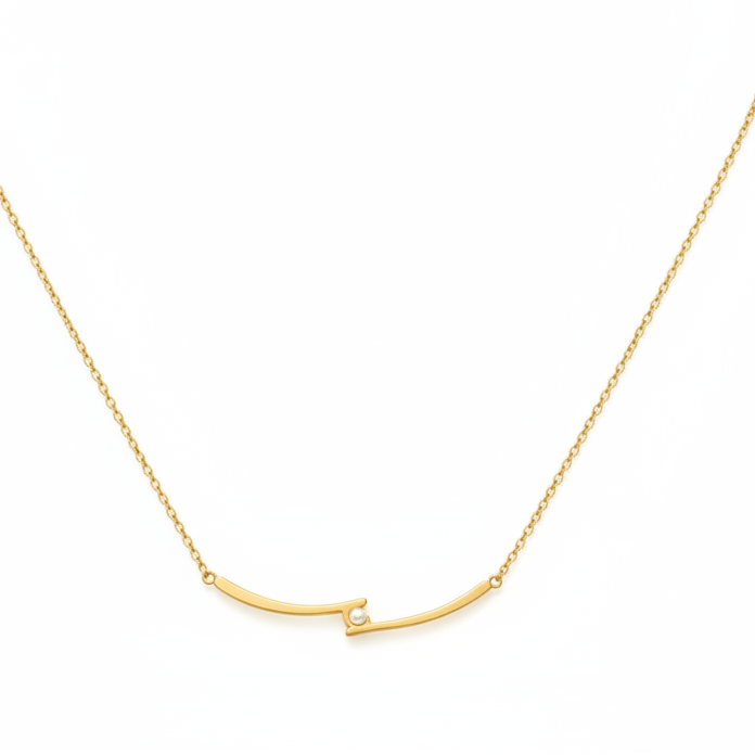 A Gold Cross Dainty Pearl Necklace, displayed on a clean white background.