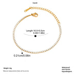 Gold bracelet with measurement details on a white background