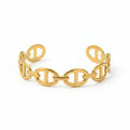 Gold D Link Chain Bracelet on white background