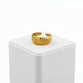 Gold Diagonal Rib Open Ring on white box