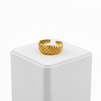 Gold Diagonal Rib Open Ring on white box