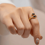 Gold Double Stone Adjustable Ring on model
