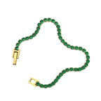 Gold Emerald Green Tennis Bracelet on white background, Ceyrah jewellery