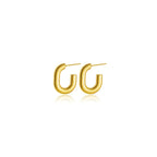 Ceyrah chunky Gold Half Hoop Earrings with modern, oval design on white background