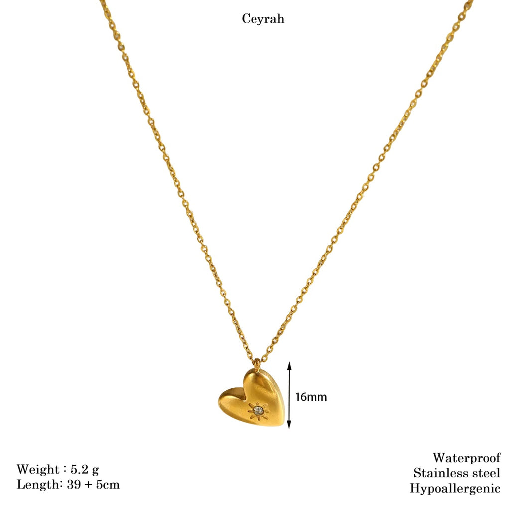 Gold Heart Gemstone Detail Necklace