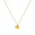 Gold Heart Gemstone Detail Necklace on a delicate chain, 