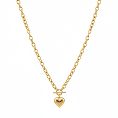 A Gold Heart OT Toggle Necklace shown against a plain white background.