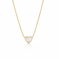 A gold Gold Heart White Inlay Necklace, displayed on a clean white background
