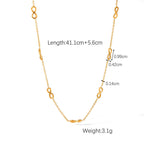 Gold Infinity Necklace with measurements 