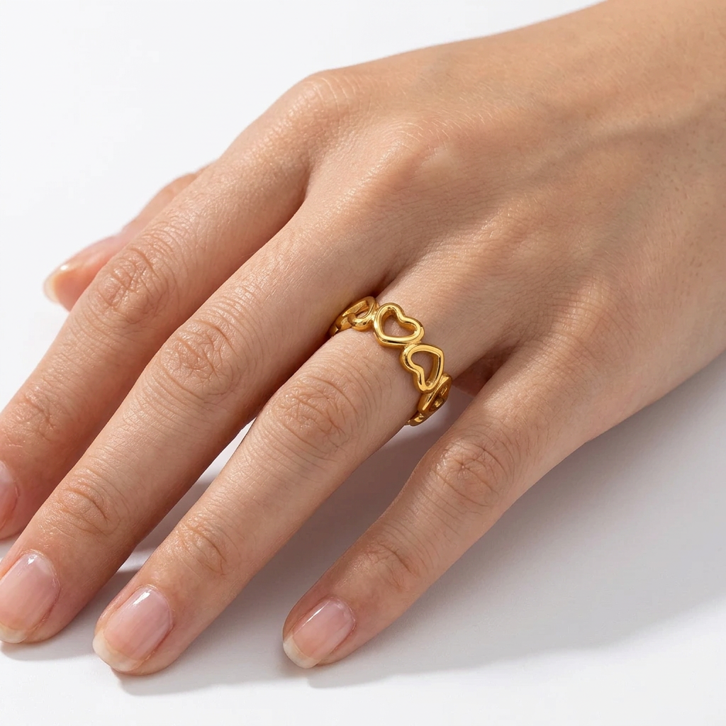 Gold Open Heart Adjustable Ring