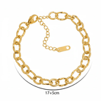 Ceyrah Gold Oval Link Chain Bracelet with adjustable clasp, oval links, 17+5cm length on white background