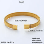 Gold Ribbed Coil Bangle Bracelet with measurements