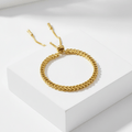 Gold Rope Chain Adjustable Bracelet on a white surface