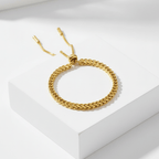 Gold Rope Chain Adjustable Bracelet on a white surface