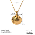Gold Scallop Shell Pendant Necklace measurements 