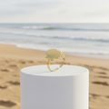 Gold Seashell Adjustable Ring showcasing a sculpted seashell design in radiant gold, embodying ocean-inspired elegance.