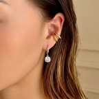 Gold & Silver Double Layered Ear Cuff on model