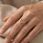Gold & Silver Heart Adjustable Ring
