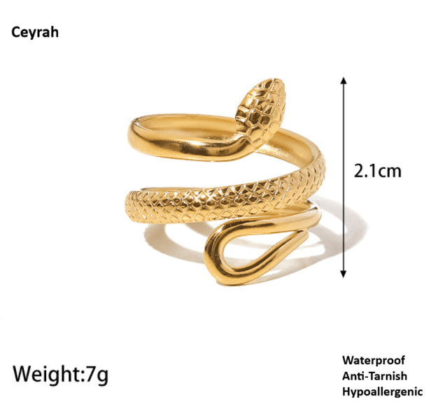Gold Snake Wrap Adjustable Ring size