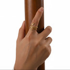 Gold Snake Wrap Adjustable Ring on model