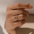 Gold Snake Wrap Adjustable Ring on model