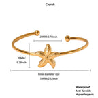 Gold Starfish Bangle Bracelet with measurements