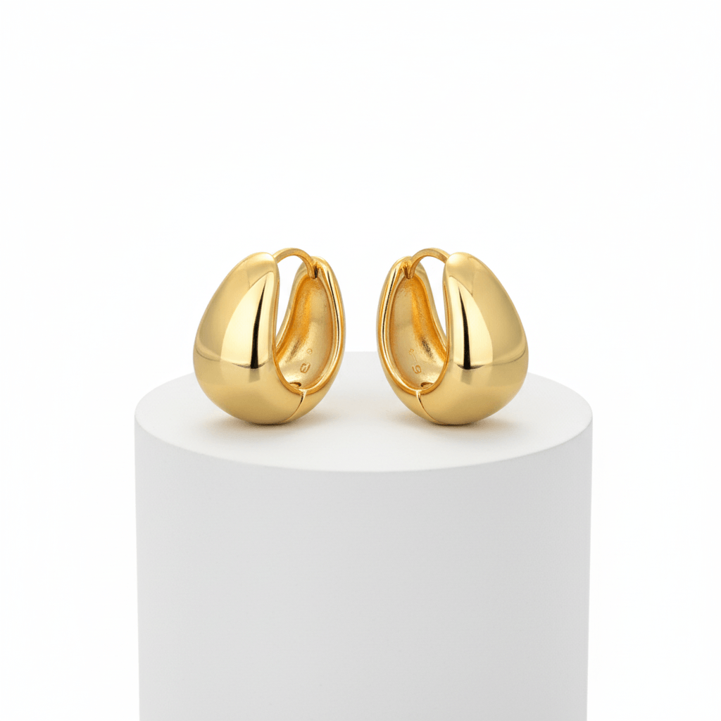 Gold Teardrop Mini Hoop Earrings on a white background