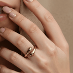 Gold Teardrop Sculptural Ring on model
