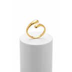 Gold Teardrop Sculptural Ring on pedestal