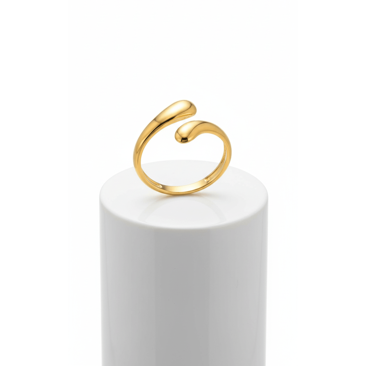 Gold Teardrop Sculptural Ring on pedestal