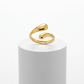 Gold Teardrop Sculptural Ring on pedestal