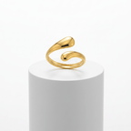 Gold Teardrop Sculptural Ring on pedestal