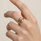 Gold Teardrop Sculptural Ring on model