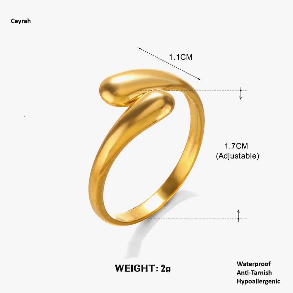 Gold Teardrop Sculptural Ring measurements