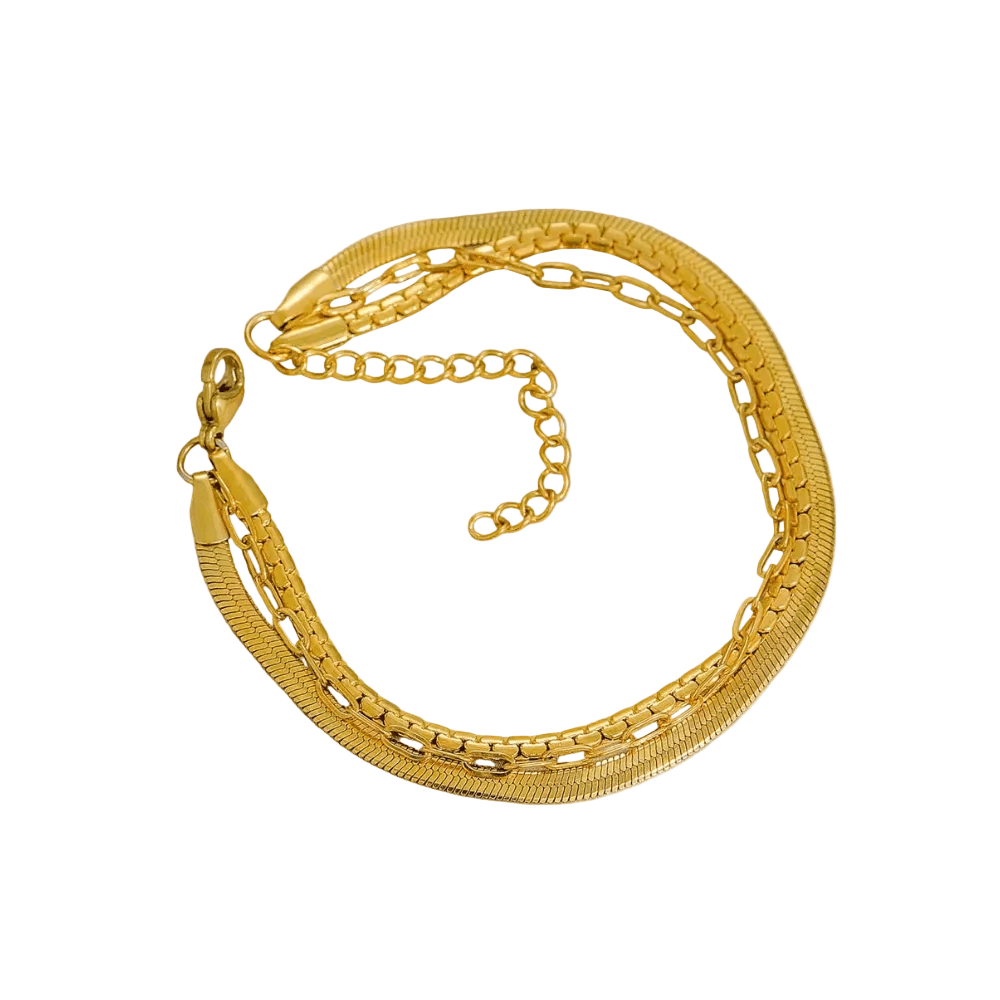 Ceyrah Gold Three In One Chain Bracelet on neutral background
