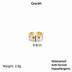 Gold White Inlay Adjustable Ring with measurements