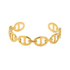 Gold D Link Chain Bracelet on white background