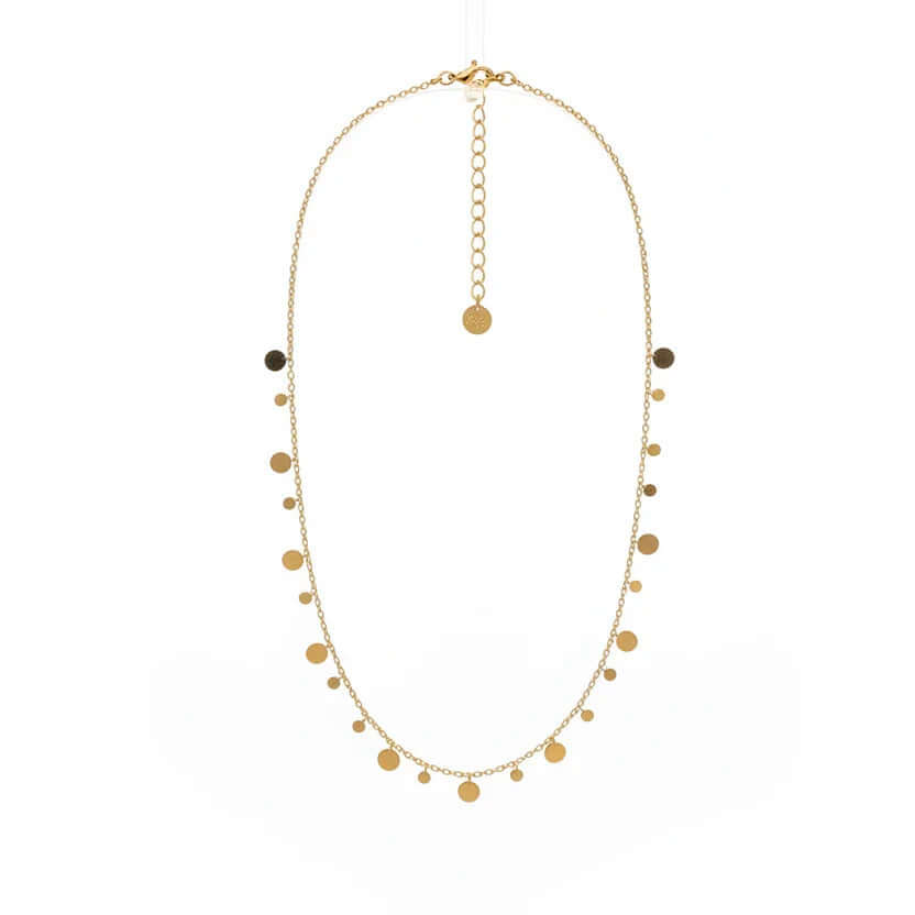 Ceyrah gold coin charm necklace on delicate chain, minimalist jewelry