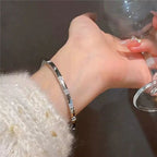Silver Crystal Accent Bangle Bracelet
